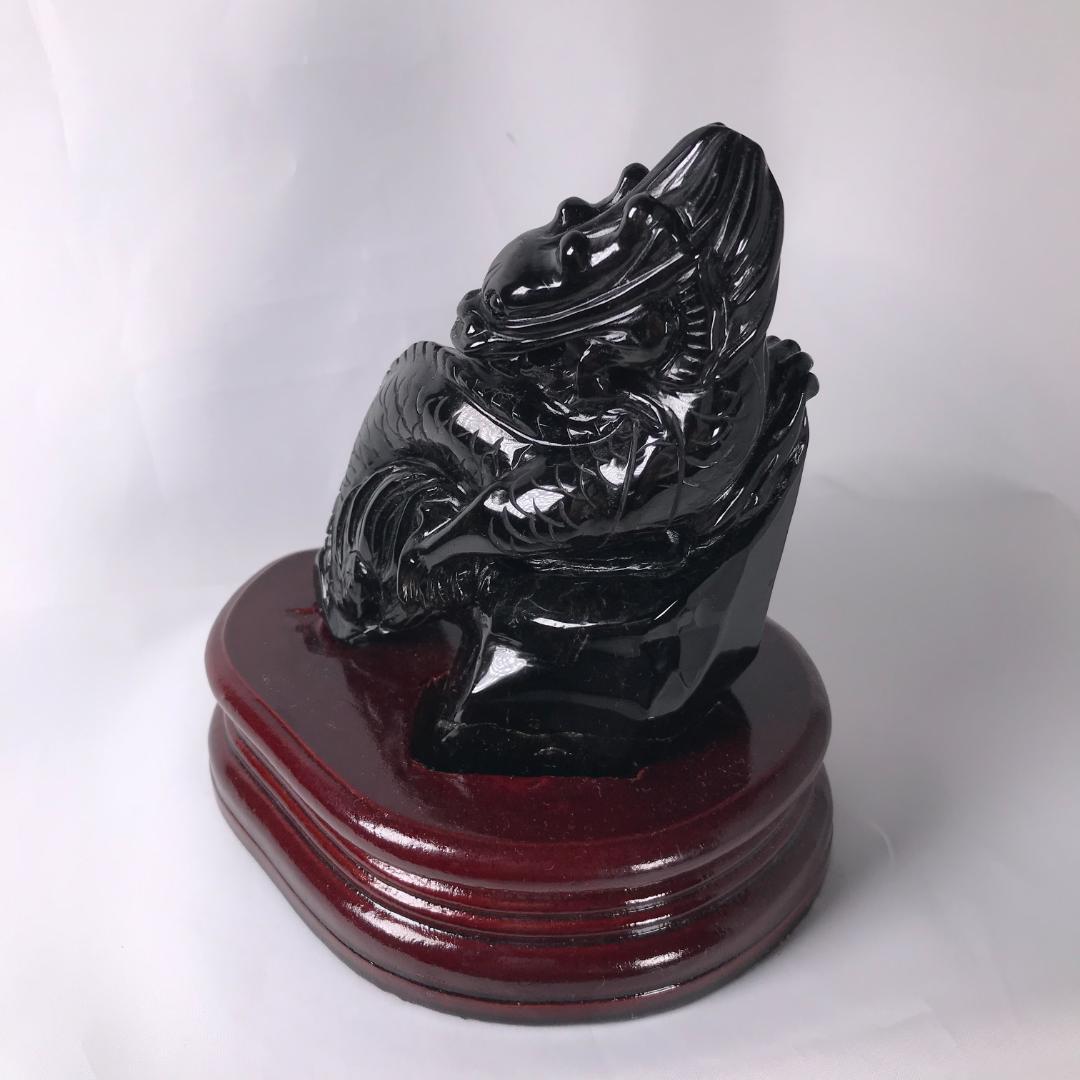 モリオン 黒水晶 チベット産 彫刻 龍 竜 ドラゴン 魔除け パワーストーン