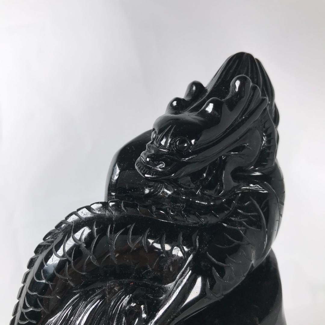 モリオン 黒水晶 チベット産 彫刻 龍 竜 ドラゴン 魔除け パワーストーン