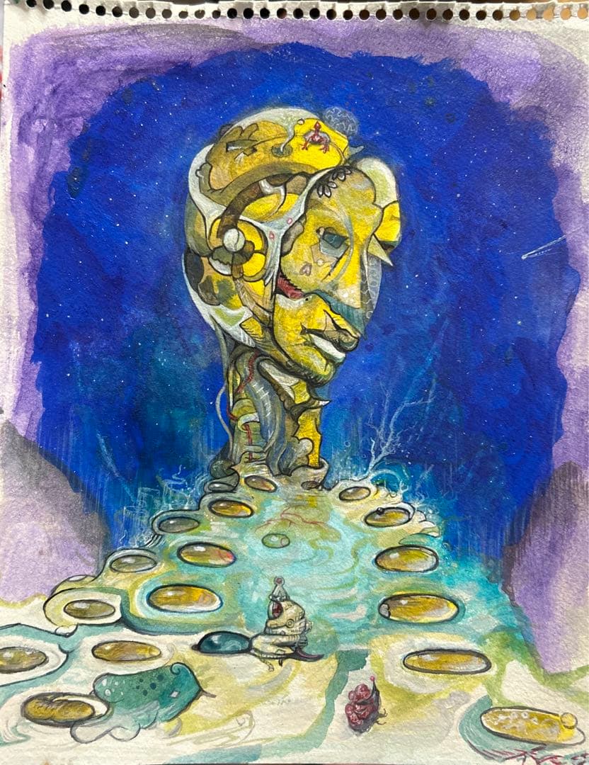 ミスターイエロー　アクリル画　原画