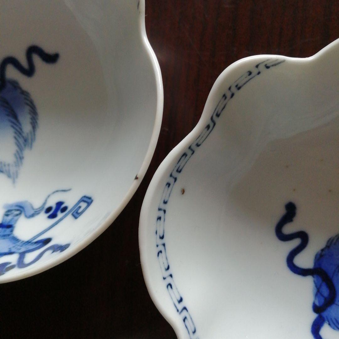 伊万里　染付宝袋形向付　9客　11.5cm　明治～大正期