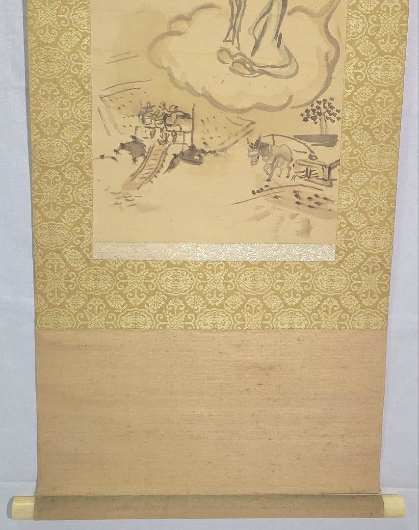 雨乞いの図　画賛　掛け軸　箱無し　書画、骨董品、美術品