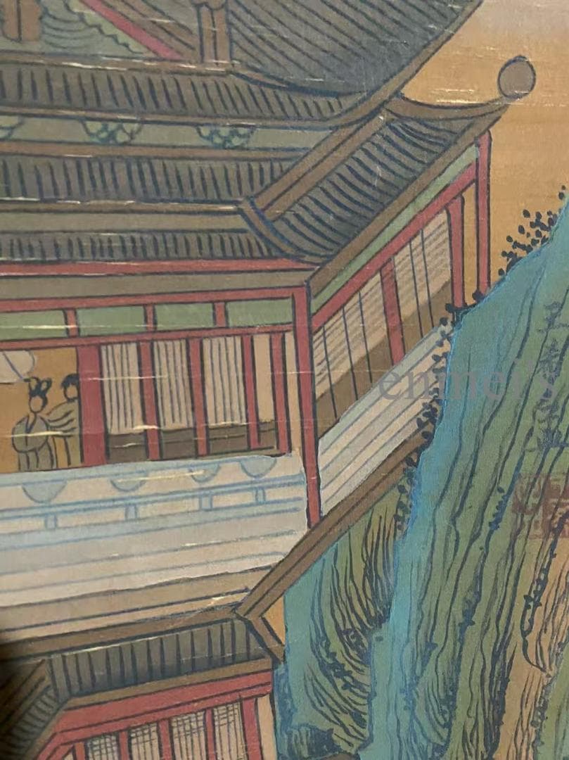 中国古美術 宋代 王希孟款 山水図 掛軸 絹本 肉筆 唐物 古画 書道 名家