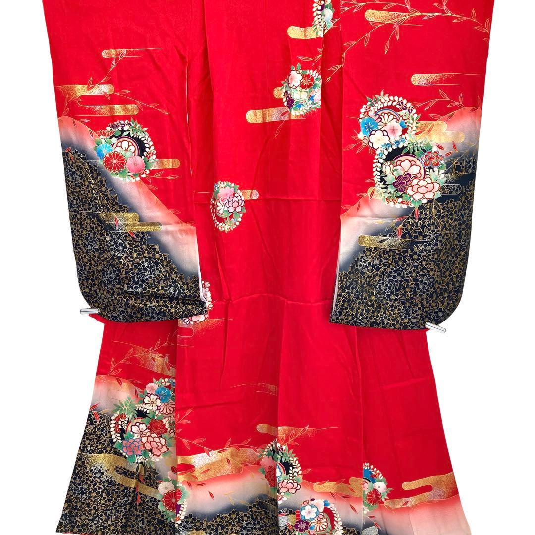赤 現代 7歳 女の子 子供着物 七五三 現代着物 NO44