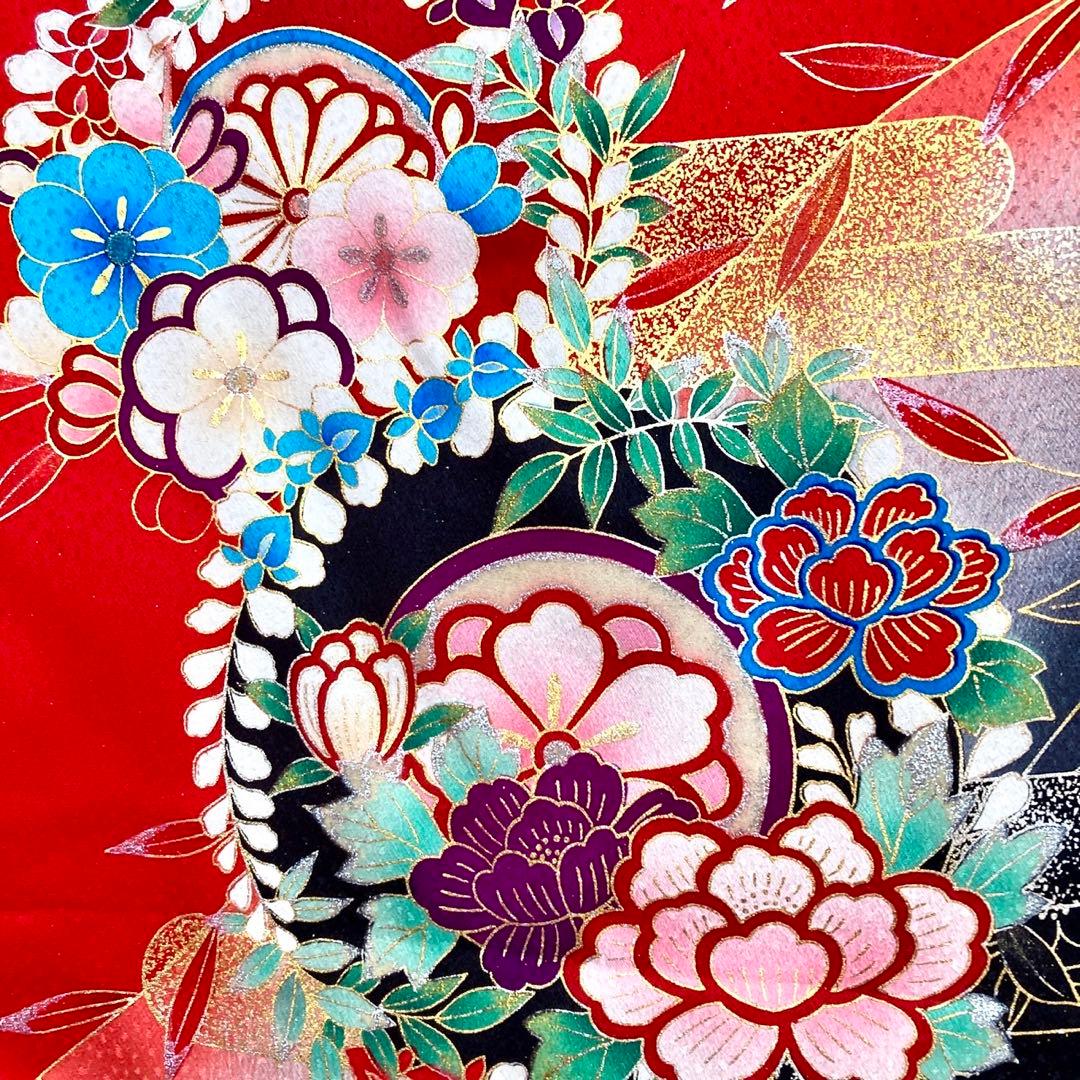 赤 現代 7歳 女の子 子供着物 七五三 現代着物 NO44