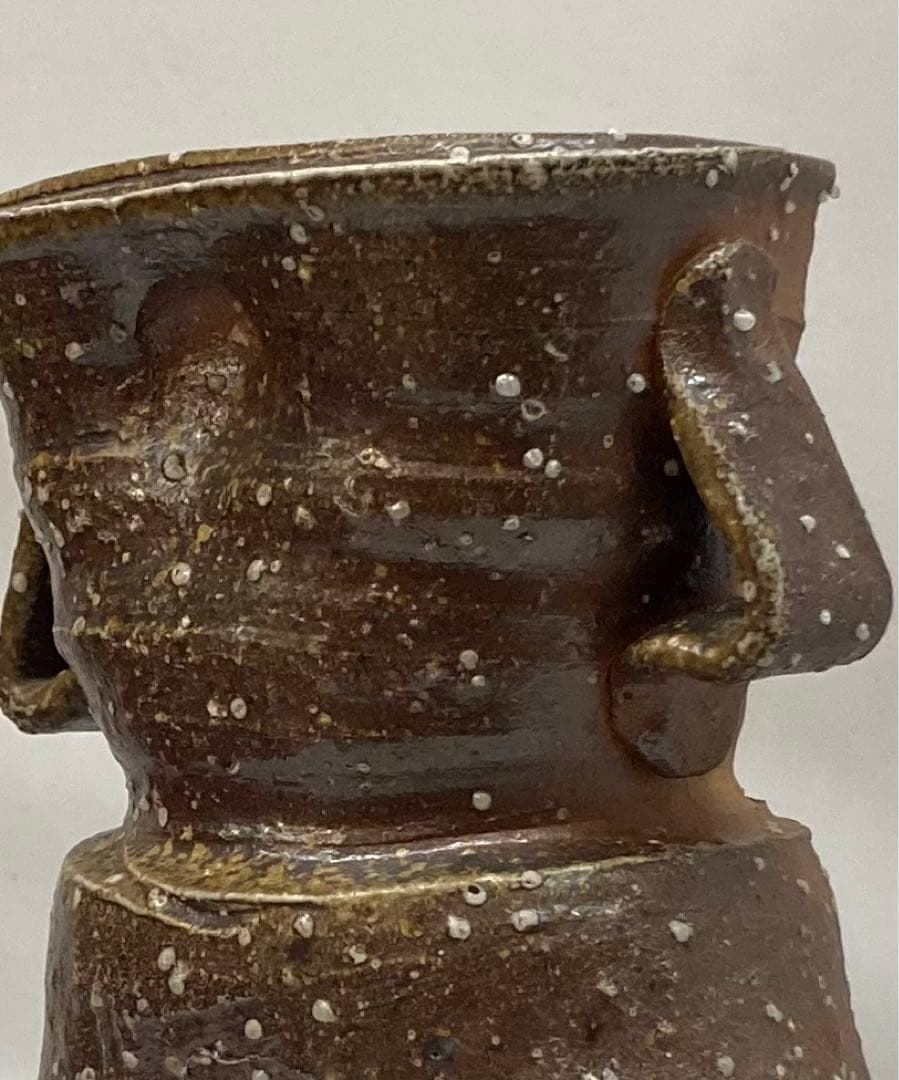 B30b「信楽花入」神山一陶作　共布共箱　宗陶窯　茶道具　花道具