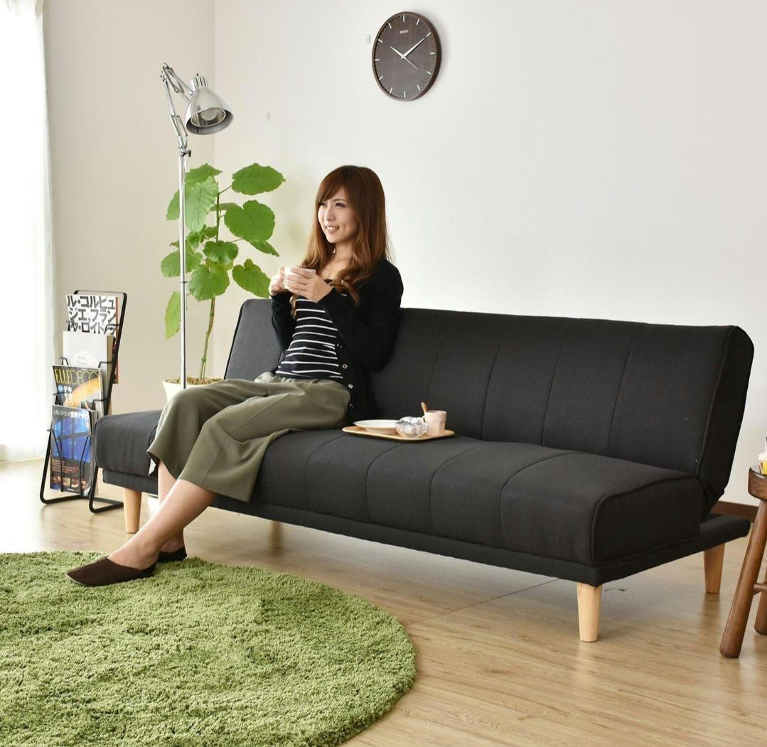 DORIS 3人掛けソファーベット180cm ブラック カバー付 さいたま