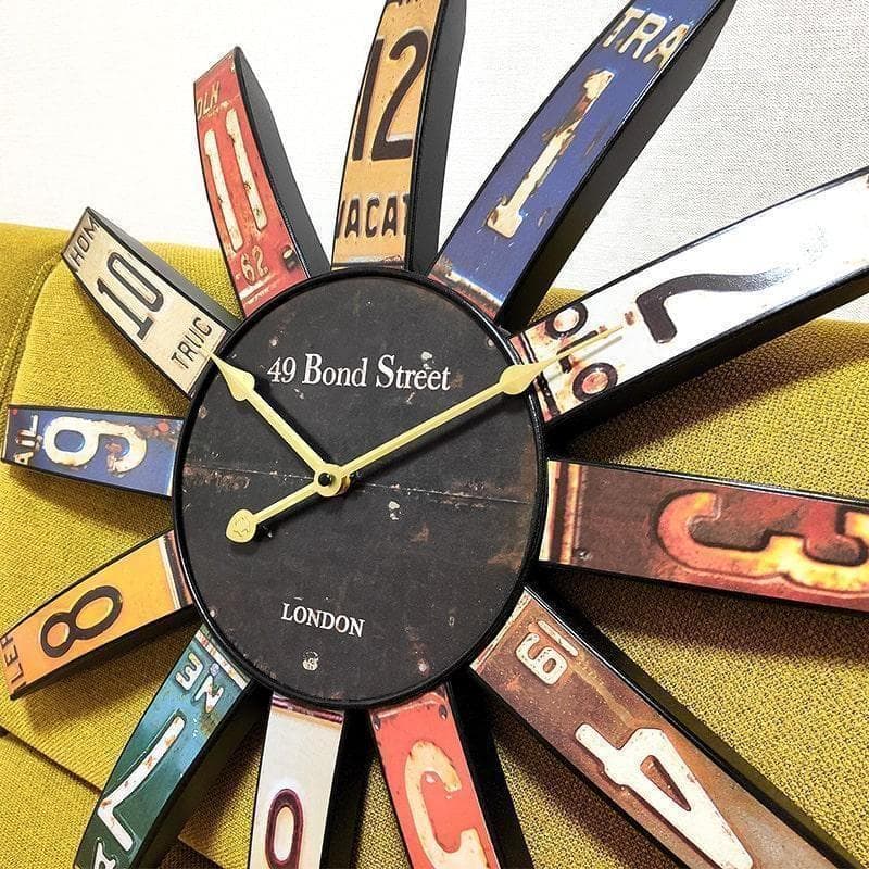 掛時計訳あり 巨大 アンティーククロック ナンバープレート 大きい 壁掛け 新品