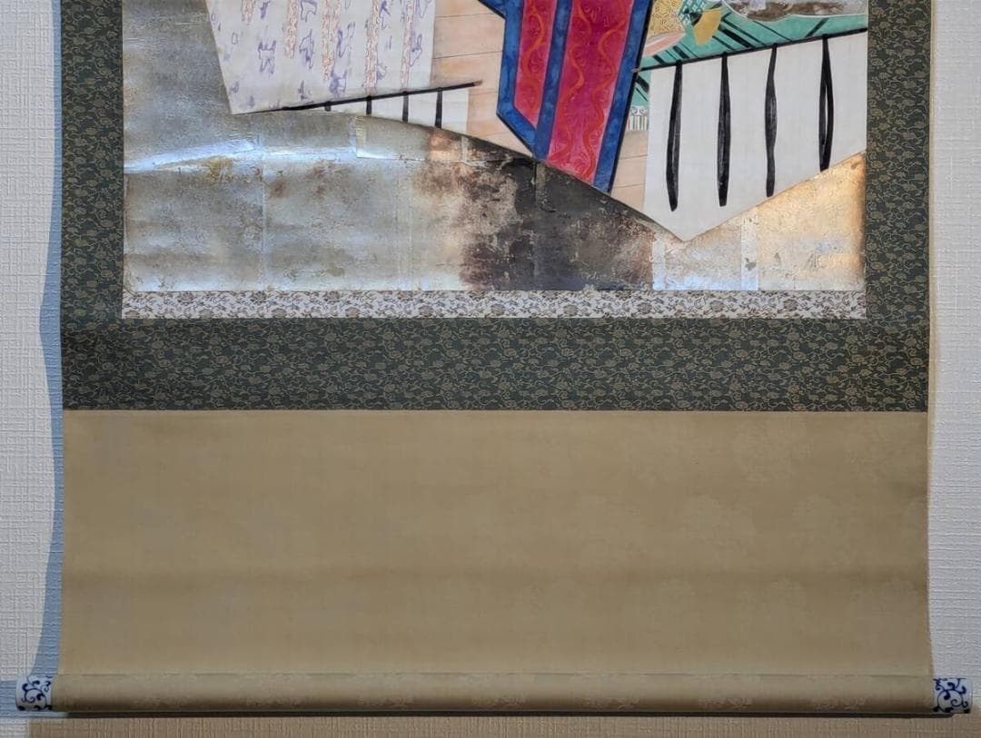 【真作】掛軸　源氏物語図　雅の美　古美術　雅やかな王朝美人画　U10