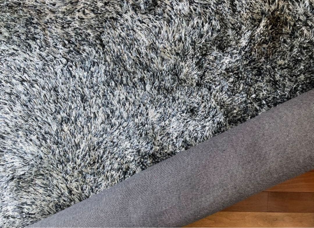 絨毯 カーペット　ラグマット シャギーラグ ホワイト　スカイブルー140x190