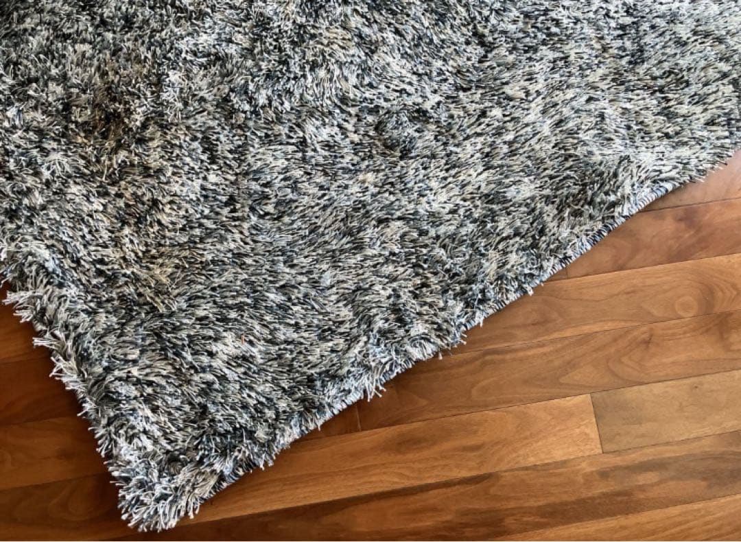 絨毯 カーペット　ラグマット シャギーラグ ホワイト　スカイブルー140x190