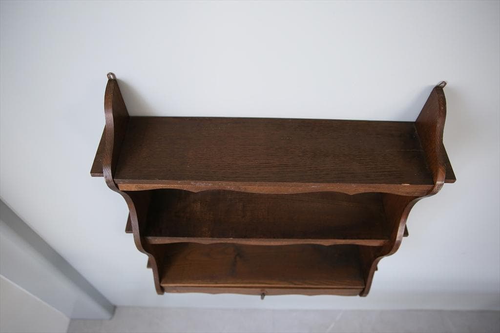 イギリスアンティーク木製ウォールシェルフ/壁掛けラック/飾り棚(92-209)