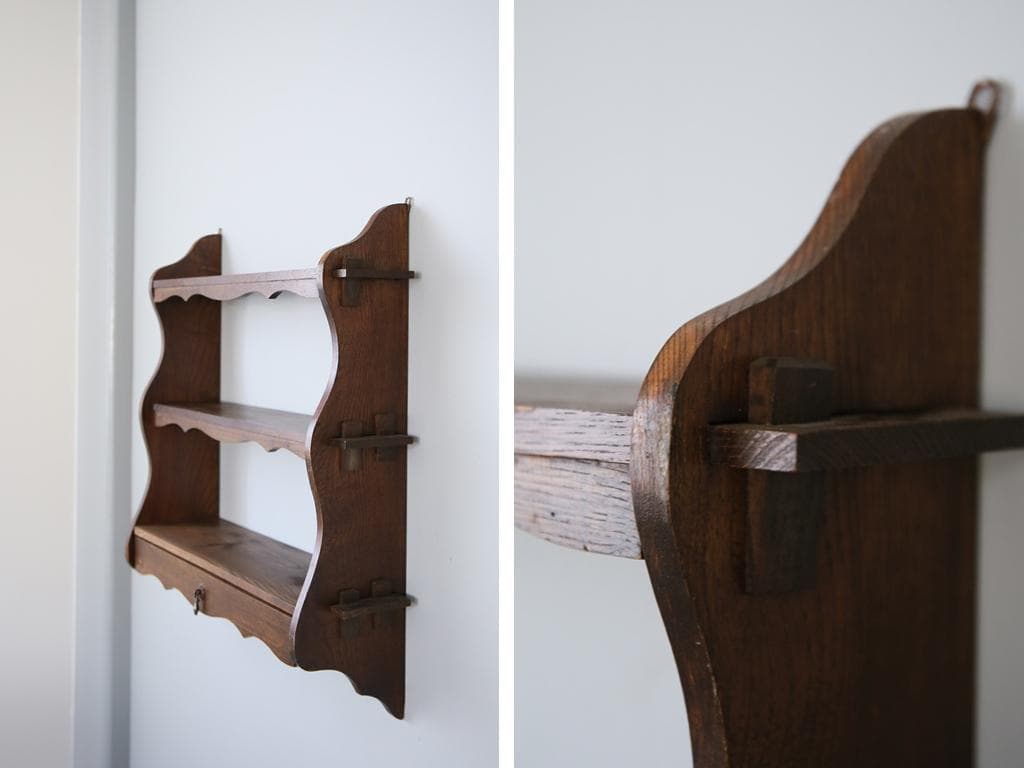 イギリスアンティーク木製ウォールシェルフ/壁掛けラック/飾り棚(92-209)