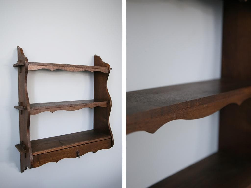 イギリスアンティーク木製ウォールシェルフ/壁掛けラック/飾り棚(92-209)