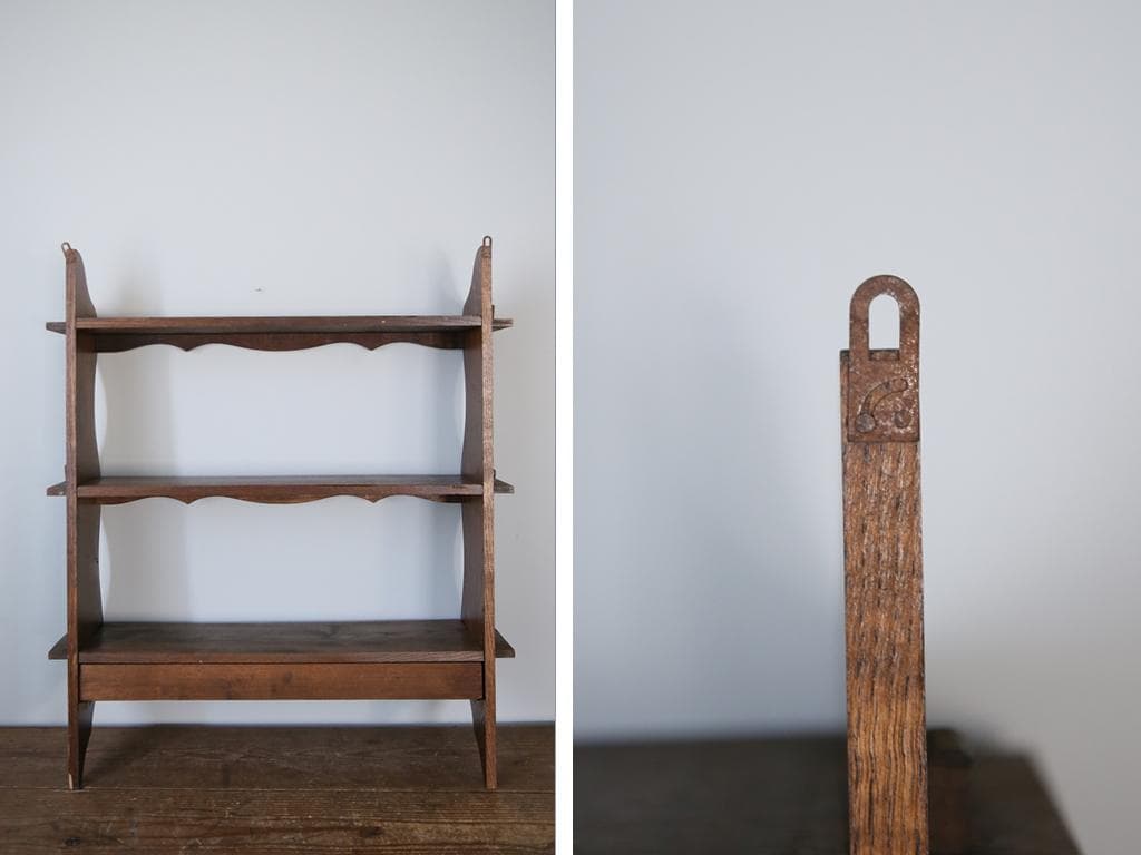 イギリスアンティーク木製ウォールシェルフ/壁掛けラック/飾り棚(92-209)