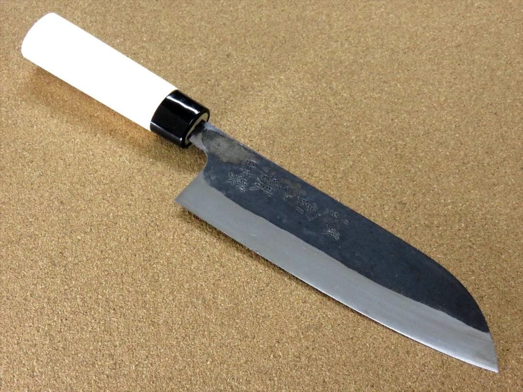 関の刃物 三徳包丁 180mm 黒打 青紙2号 軟鉄 魚 肉切 口金付 万能包丁