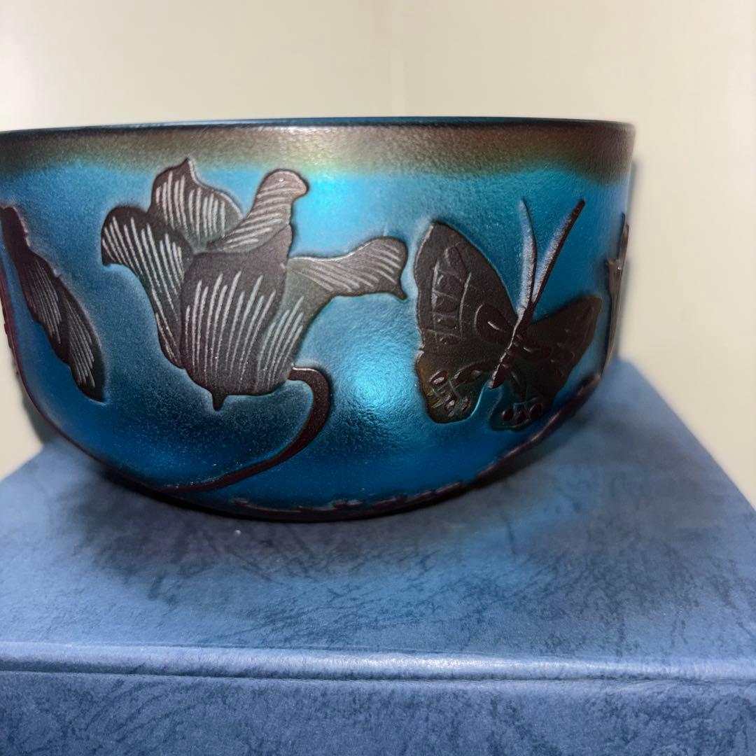 レトロ　被せガラス　ガレ風　ボウル　小鉢