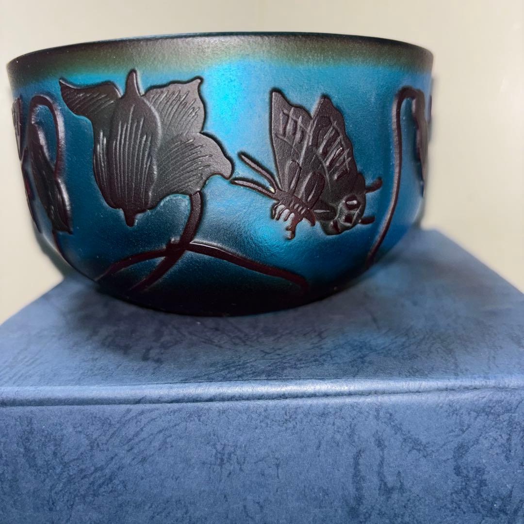 レトロ　被せガラス　ガレ風　ボウル　小鉢