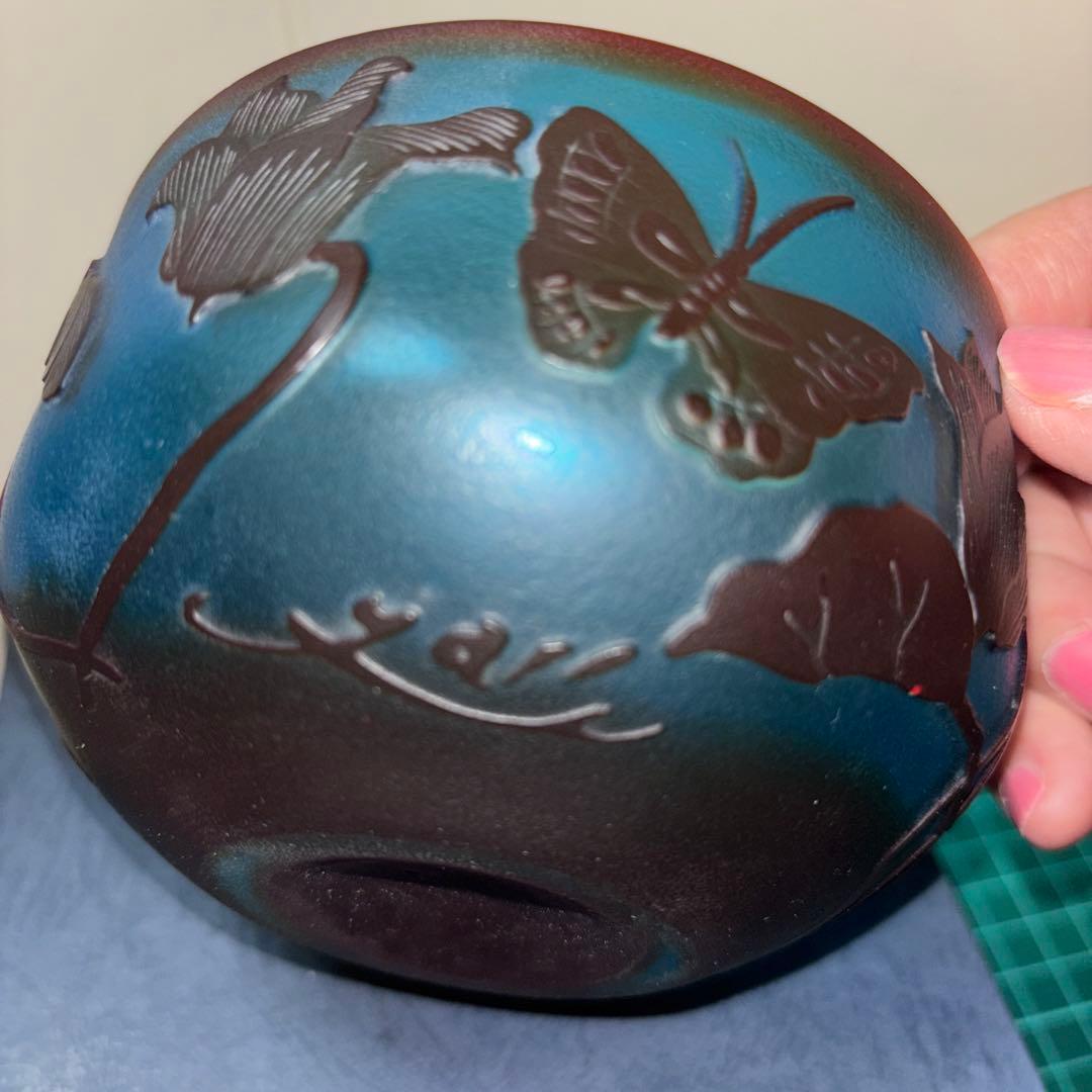 レトロ　被せガラス　ガレ風　ボウル　小鉢