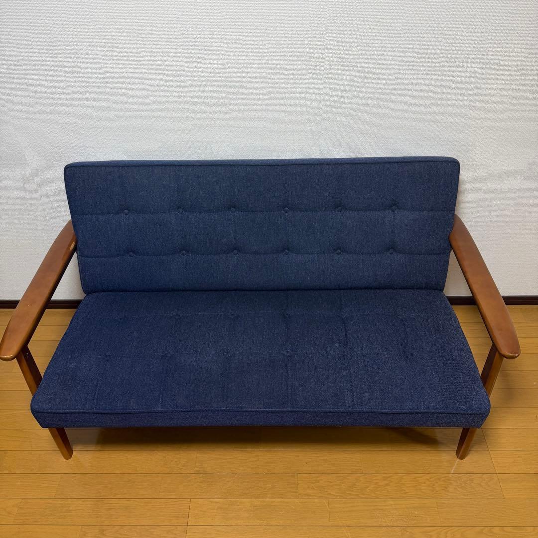 カリモク６０　Kチェア　２シーター　karimoku　タープブルー　２人掛け