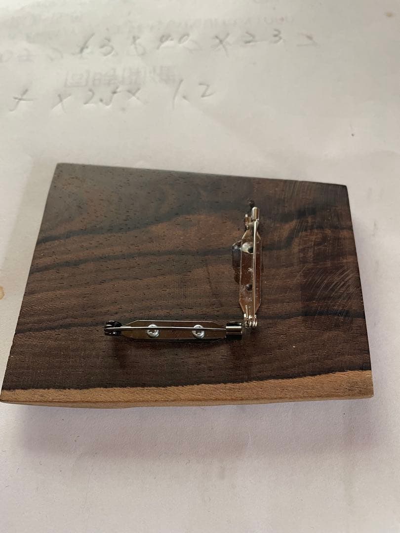 櫻妓　黒柿木製　デザインブローチ　漆塗り指輪＆イヤリングセット