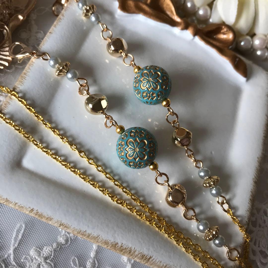 ♪496❤️ アンティーク　ビーズ　マスクチェーン　メガネチェーン　ハンドメイド