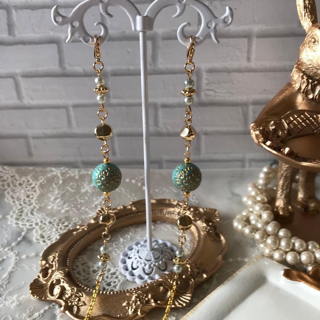 ♪496❤️ アンティーク　ビーズ　マスクチェーン　メガネチェーン　ハンドメイド