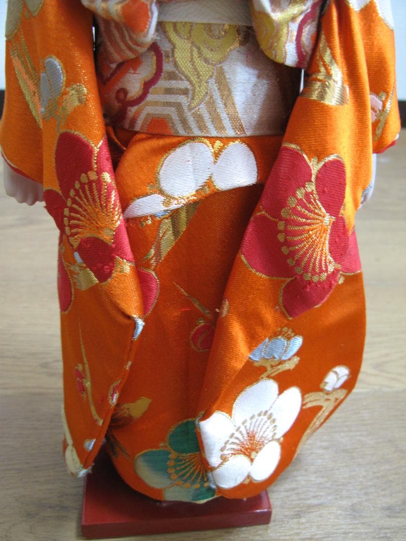 市松人形/日本人形 少女/童女/おかっぱ 髪の毛本物 ケース付 雛人形 古