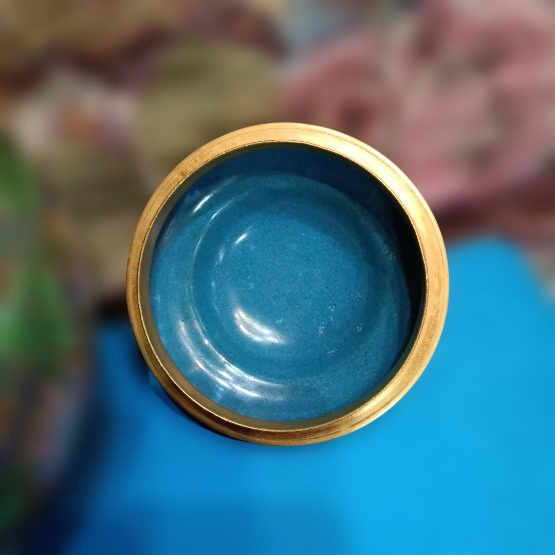 中国美術 七宝焼（景泰藍）金獅子香炉.沈香壺 昭和レトロアンティーク