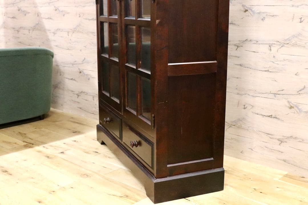 GMHN124○北海道民芸家具 書棚 本棚 水屋棚 キャビネット 飾り棚 樺材