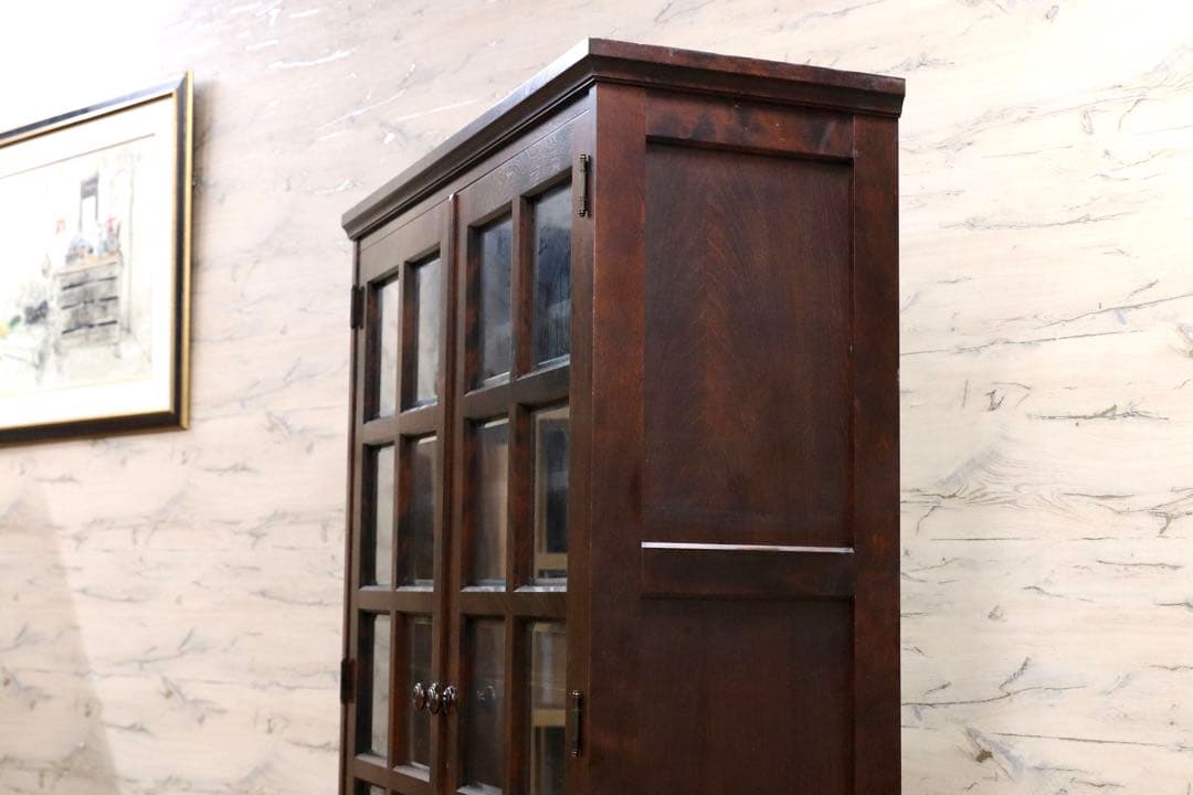 GMHN124○北海道民芸家具 書棚 本棚 水屋棚 キャビネット 飾り棚 樺材