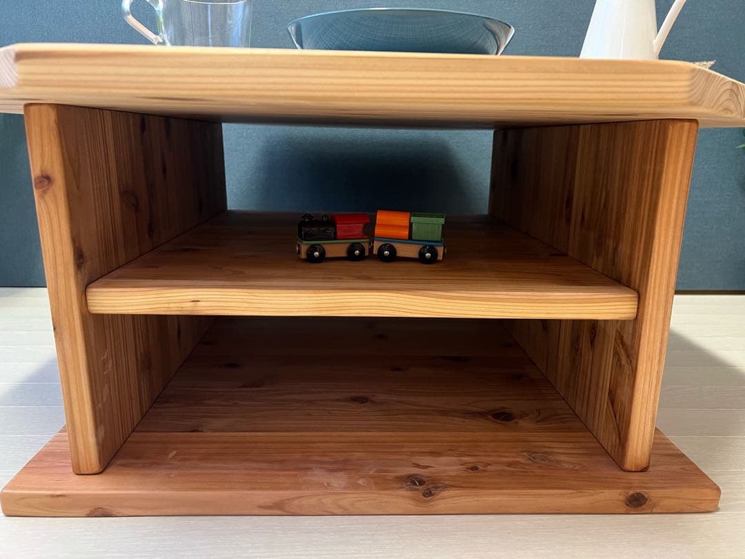 【送料無料】 ローテーブル 八角形 90cm 杉 ナチュラル 棚付き