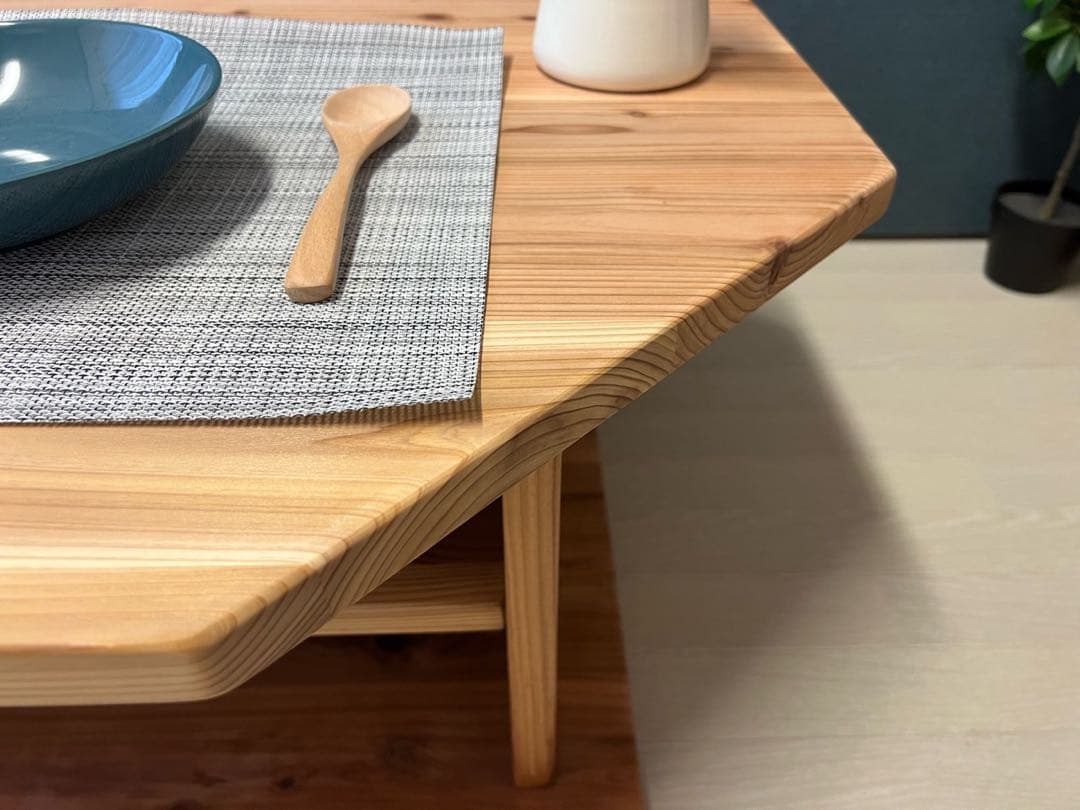 【送料無料】 ローテーブル 八角形 90cm 杉 ナチュラル 棚付き