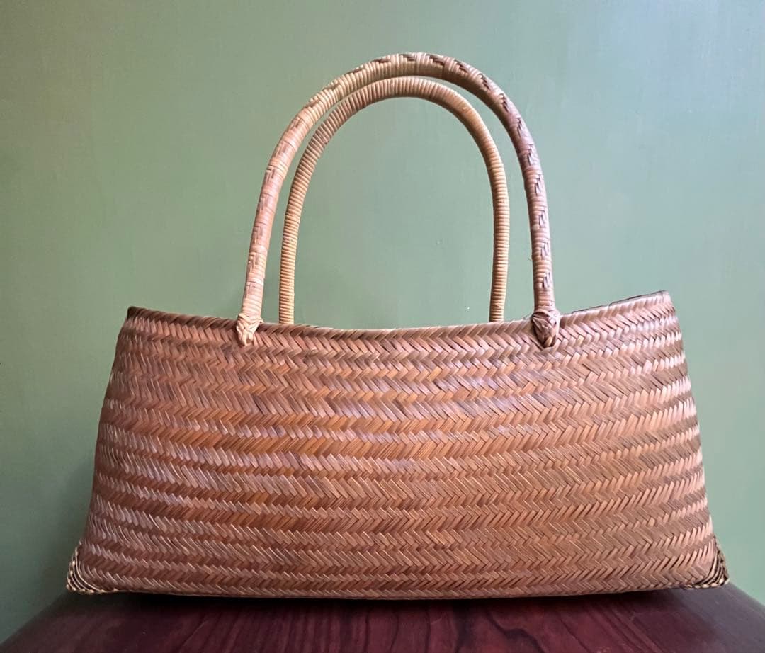 プレミアム 手編み 竹かごバッグ