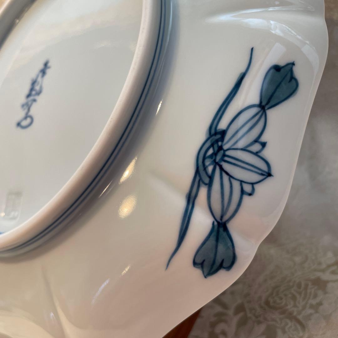 有田焼【華山萬右衛門】染付唐草 大皿揃 5枚組 輪花 桐箱 共箱 - メルカリ