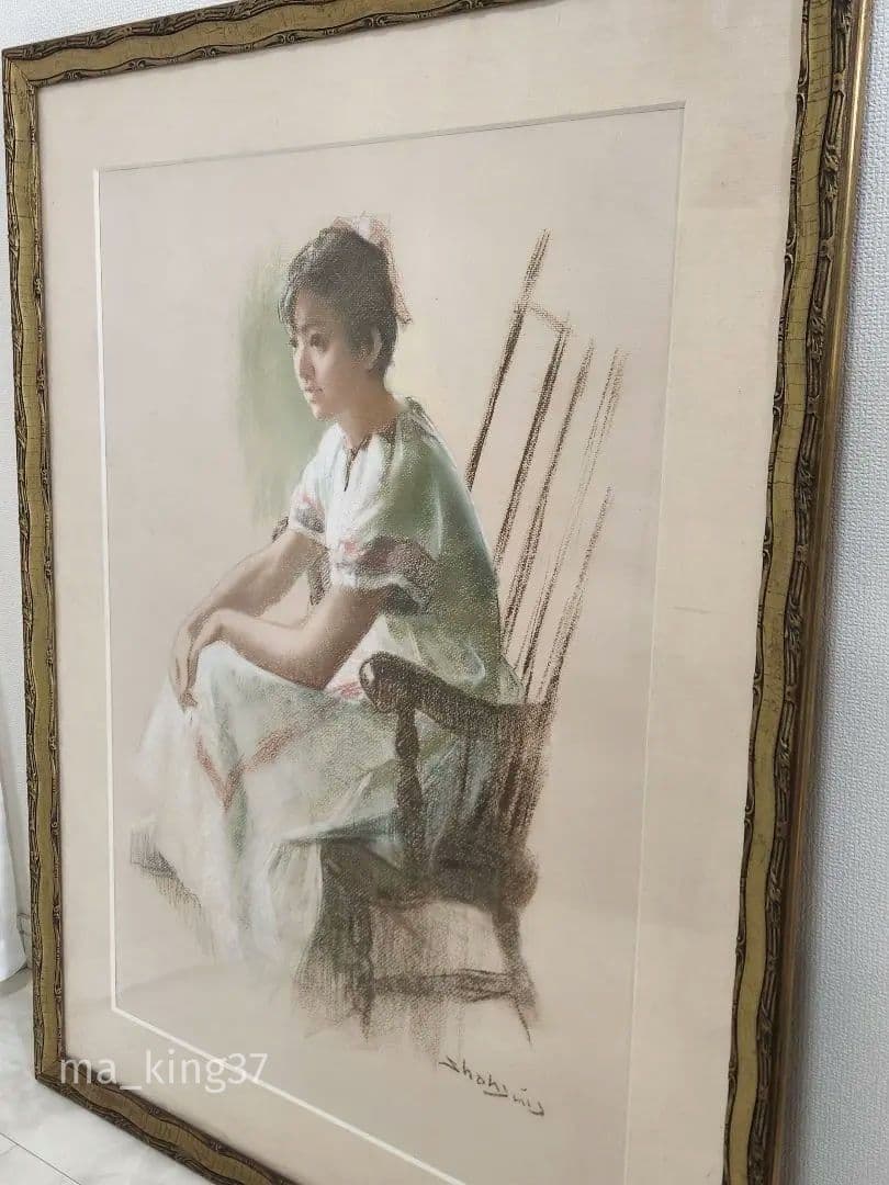 肖像画　上尚司【少女】パステル画　1983年　日動サロン個展出品作