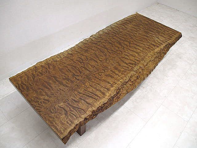 ブビンガ一枚板 センターテーブル 　 虎杢 リップル杢 座卓　銘木