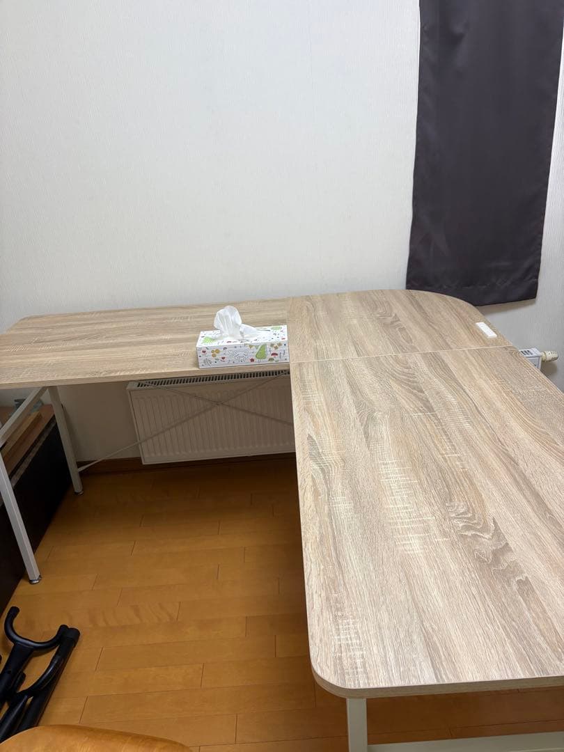 札幌市内引き取り限定　L字型デスク ライトウッド