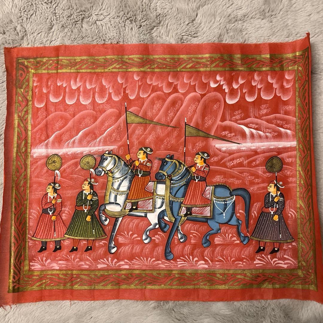 伝統的インドアート 馬と人物の絵画 - メルカリ