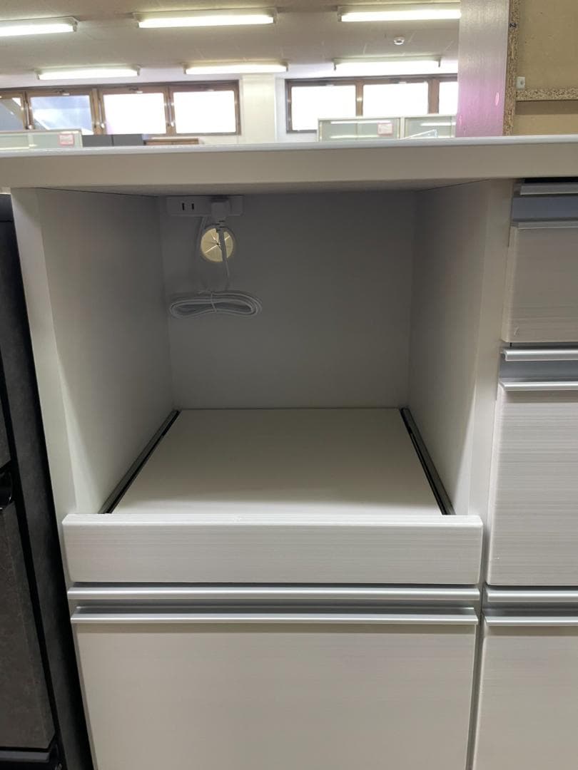 キッチンカウンター　幅120　サイドボード　ホワイト　ラック　食器棚　棚　引出