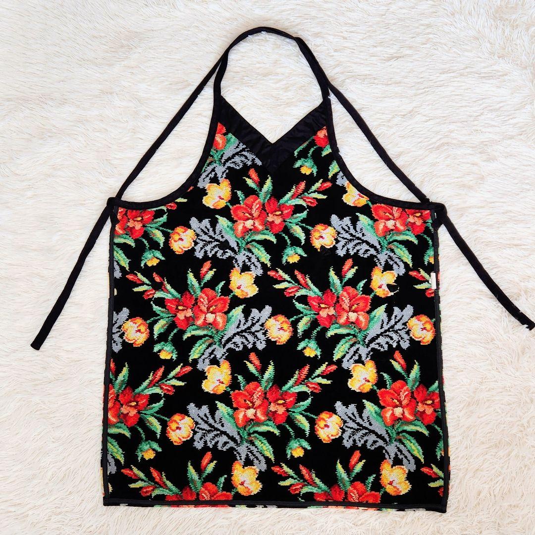 《美品》FEILER フェイラー シュニール織り ハイビスカス ラメ入りエプロン