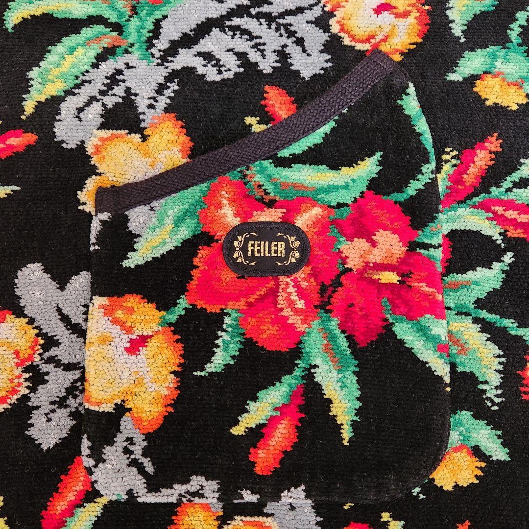 《美品》FEILER フェイラー シュニール織り ハイビスカス ラメ入りエプロン