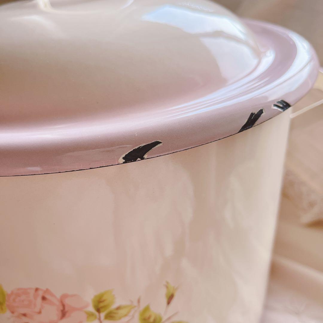 お値下げ♡イマンダイアナローズホーローライスキャニスター缶マニー薔薇アンティーク