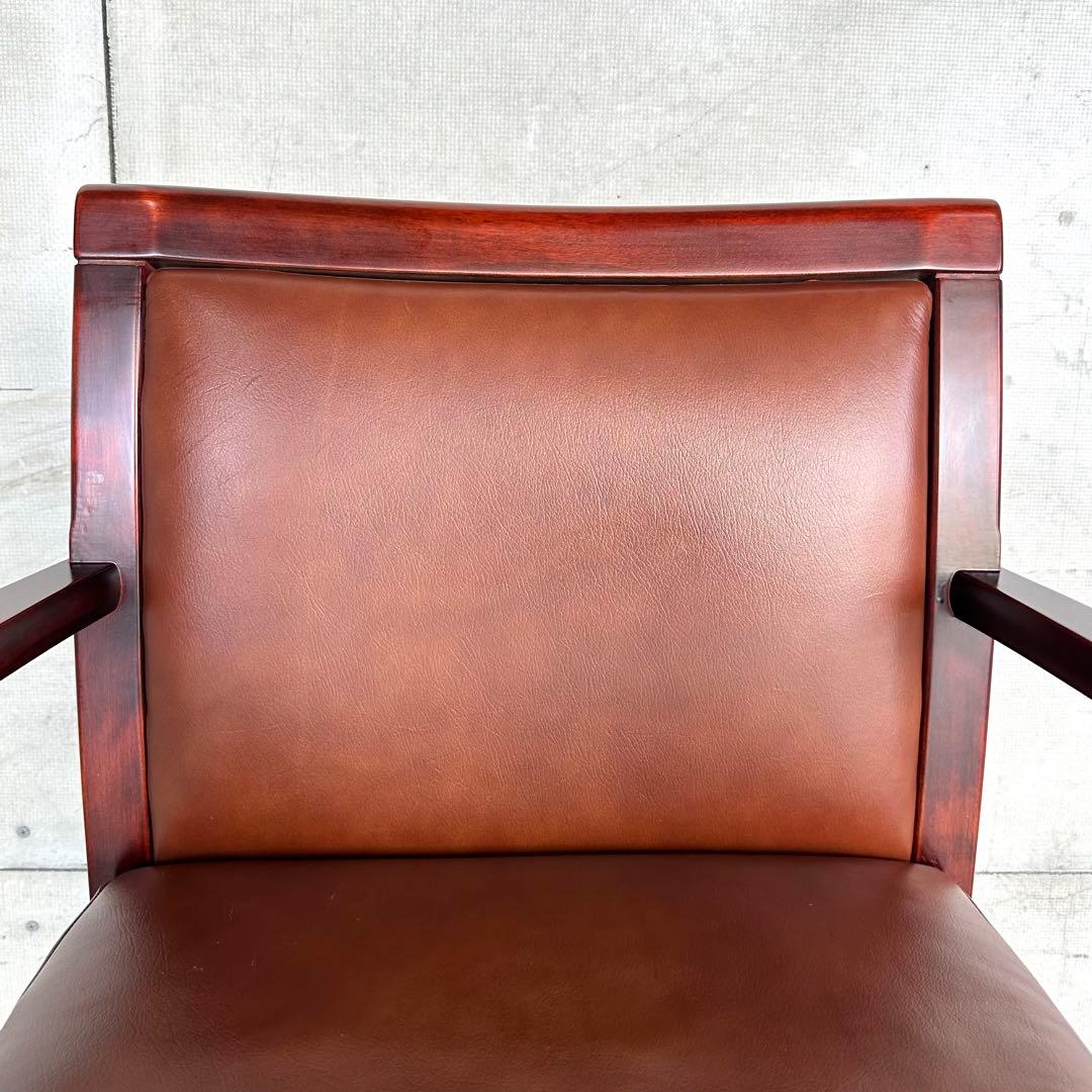 ☆1980年代☆ morishigeオリーブ印 アームチェア 本革 国産高級家具