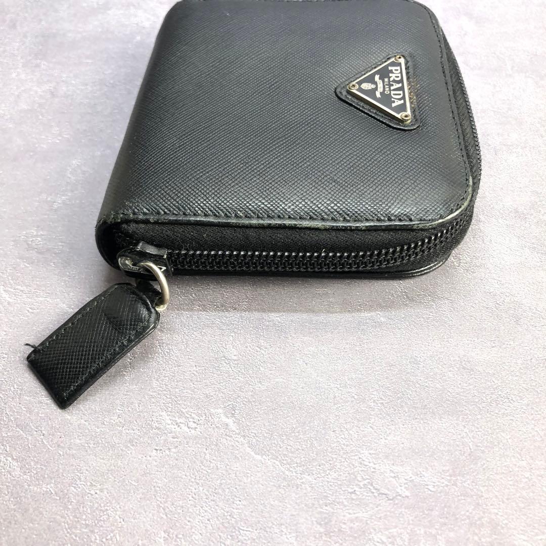PRADA プラダ サフィアーノレザー 三角ロゴ コンパクトジップ 二つ折り