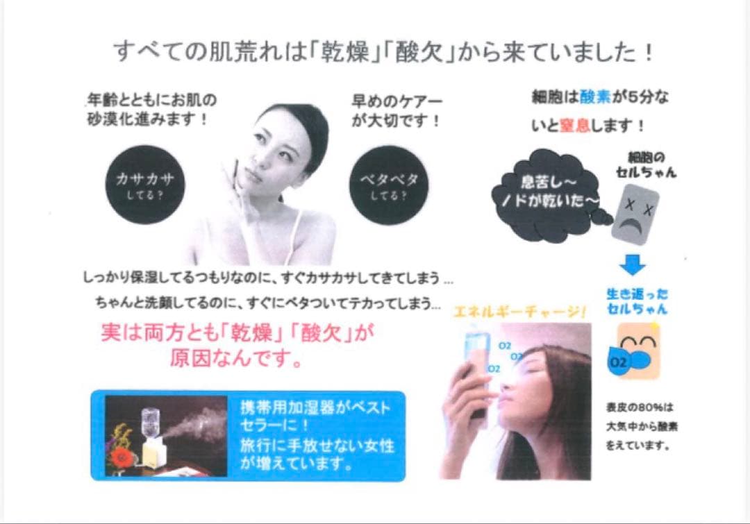 ハンディ ミスト スチーマー 酸素水150ml セット O2nanowave