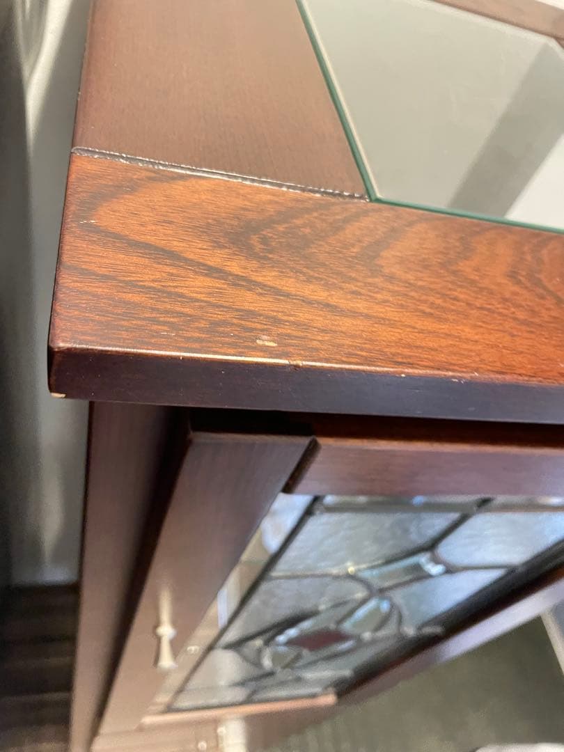 木製キャビネット ダークブラウン 3段引き出し