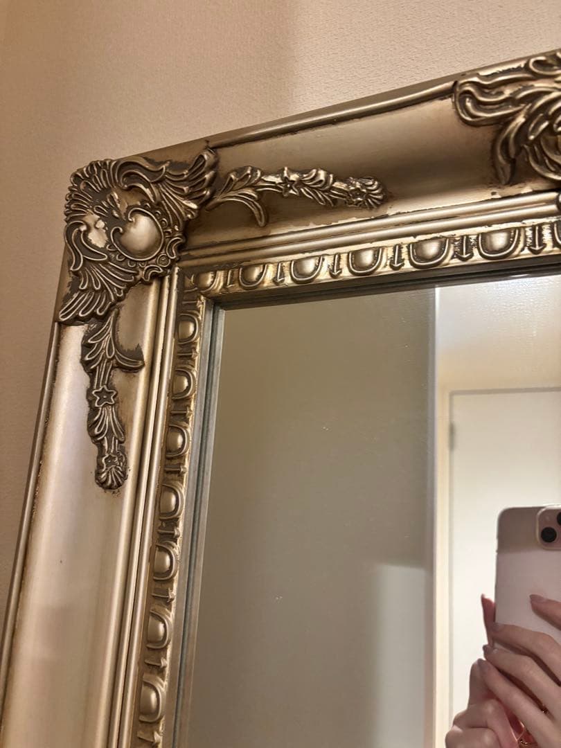 【美品】アンティーク調　全身鏡　シャンパンゴールド　スタンドミラー 180cm