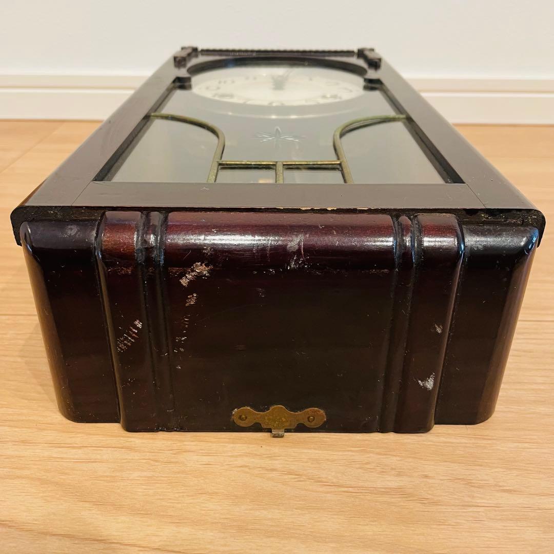 昭和レトロ アンティーク 津田時計 振り子時計 木製枠 掛時計 ゼンマイ式