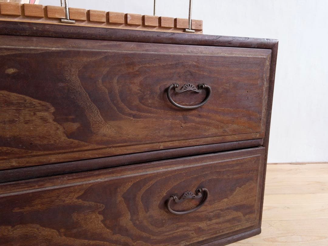 ローボード　無垢材　木製　収納棚　2段　古道具　古家具　ビンテージ　アンティーク