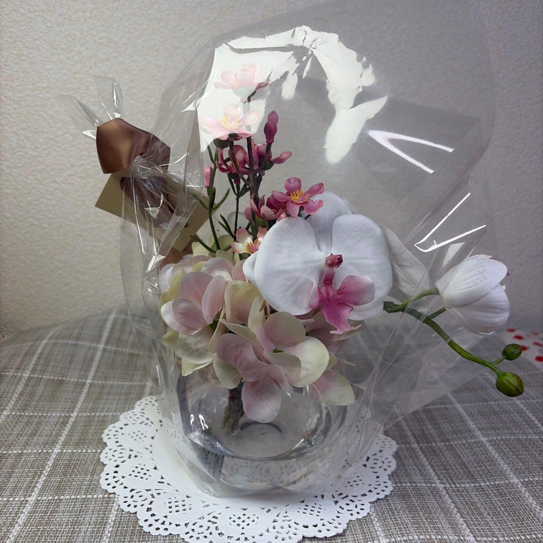 エミリオロバ アーティフィシャルフラワー 蘭 胡蝶蘭 ガラスベース ショッパー付